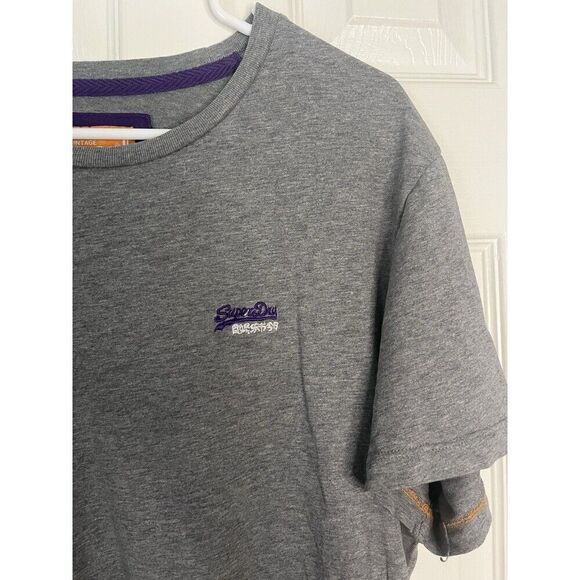 SuperDry Orange Label T-Shirt Mens Size XL Gray Logo Embroidered Vintage - Picture 3 of 8